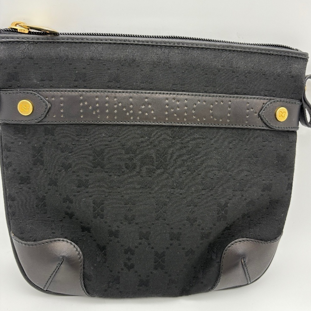 Nina Ricci Vintage Black Canvas Crossbody Purse with Leather Accents/Strap - Picture 2 of 11